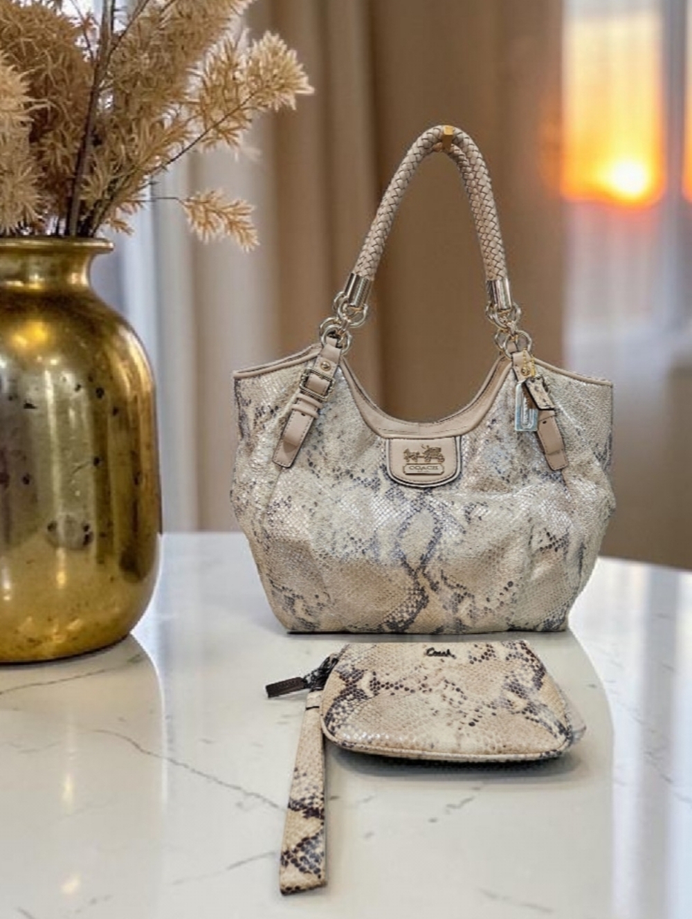 Coach 2011 Madison Python Embossed Hobo Bag w/matching Wristlet - Picture 3 of 16